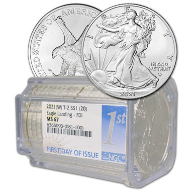 Roll of 20 - 2021 (W) American Silver Eagle Type 2 NGC MS67 First