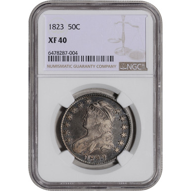 DeathNYC BC654 新品　額付 1823 US Capped Bust Silver Half Dollar 50C - Lettered Edge