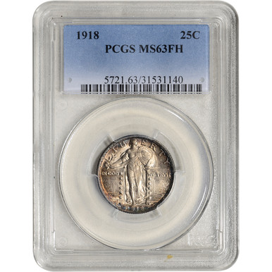 1918 US Standing Liberty Silver Quarter 25C - PCGS MS63 FH
