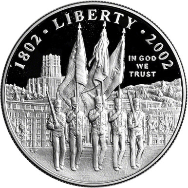 2002 W US Military Academy West Point Commem Proof Silver $1