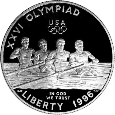 1996 P US Olympic Rowing Commemorative Proof Silver Dollar - Coin