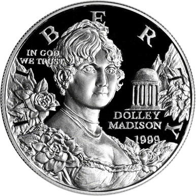 銀貨　1999 Dolley Madison Silver Dollar 1999 P US Dolley Madison Commemorative Proof Silver Dollar - Coin