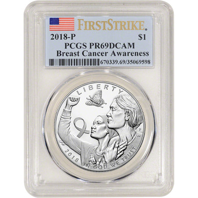 2018 P US Breast Cancer Commemorative Proof Silver Dollar PCGS