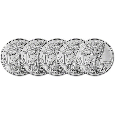 2023 American Silver Eagle 1 oz $1 - BU - Five 5 Coins [23-ASE-BU(5)]