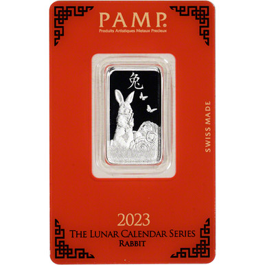 10 gram Silver Bar - PAMP Suisse - Lunar Year of the Rabbit - .999