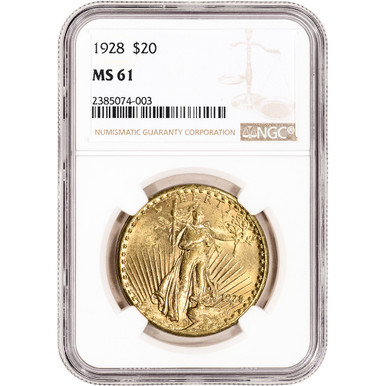 1928 US Gold $20 Saint-Gaudens Double Eagle - NGC MS61 [28