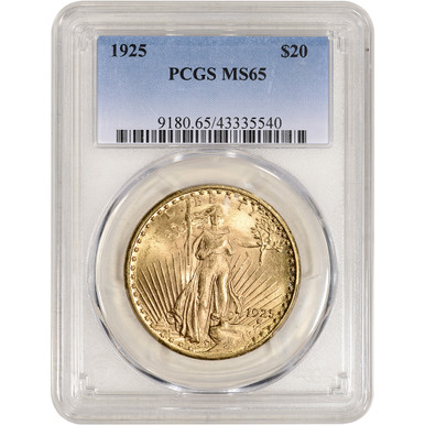 1925 US Gold $20 Saint-Gaudens Double Eagle - PCGS MS65 [25-USG