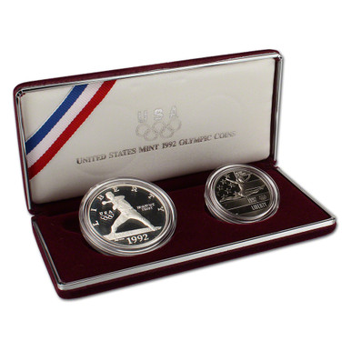 1992 US Olympic 2 Coin Commemorative Proof Set in OGP [US-MC-2SET