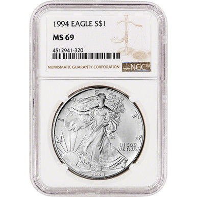 1994 American Silver Eagle - NGC MS69 [94-ASE-N-MS69-NSL]