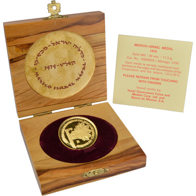 1979 Mexico Israel Coin Exhibition Gold Medal 1/2 oz in OGP [WG