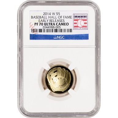 2014 W US Gold $5 Baseball Hall Fame Commemorative Proof NGC PF70