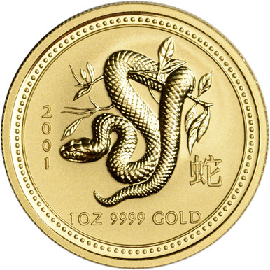 2001 Australia Gold Lunar Series I Year of the Snake 1 oz