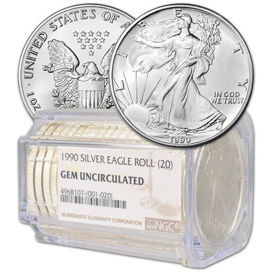 Roll of 20 - 1990 American Silver Eagle - NGC Gem Uncirculated [90-ASE-N-GU-ROLL]