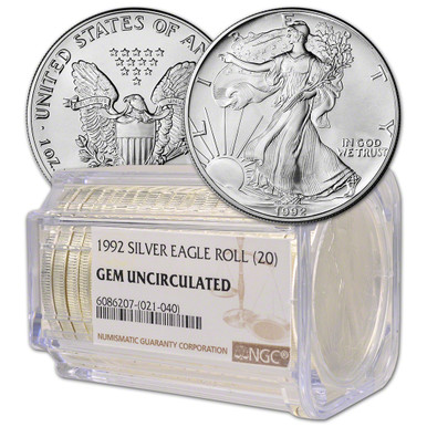 Roll of 20 - 1992 American Silver Eagle - NGC Gem Uncirculated [92-ASE-N-GU-ROLL]