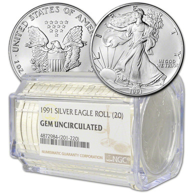 Roll of 20 - 1991 American Silver Eagle - NGC Gem Uncirculated [91-ASE-N-GU-ROLL]