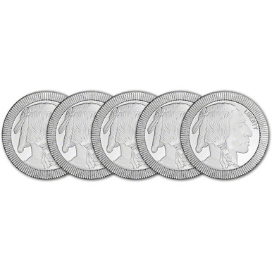 FIVE (5) 1 oz Silver Round SilverTowne Buffalo Stackable