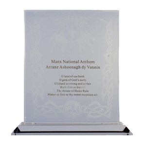 Manx National Anthem glass plaque large Manx National Anthem glass plaque large