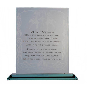 Glass plaque featuring the first verse of the poem, Ellan Vannin Glass plaque featuring the first verse of the poem, Ellan Vannin