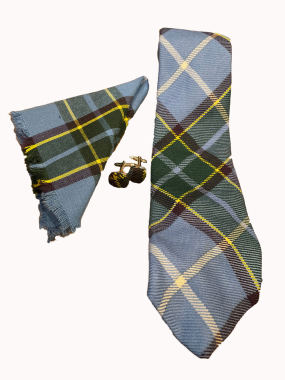 Gift set of Manx tartan tie, cufflinks and pocket square