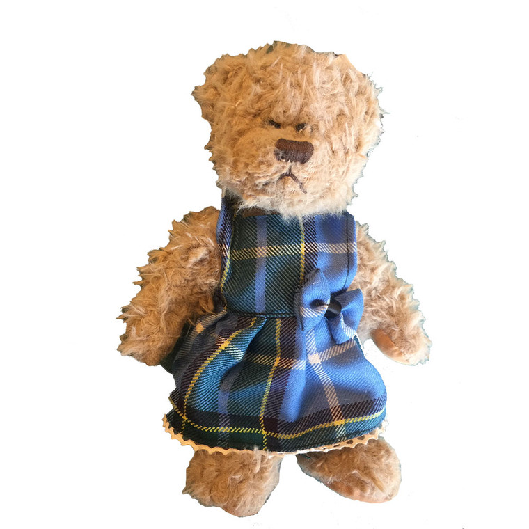 Smaller Manx Tartan  Girl Teddy Bear in a Dress