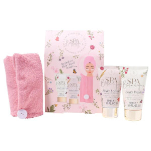 The Kind Edit Co. Spa Botanique Gift Set 50ml Shampoo + 50ml Conditioner + Microfibre Hair Turban