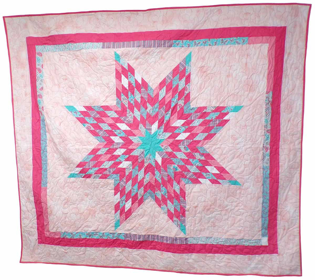 Native American Made Full Size Star Quilt: Blossoms on the Water (74 x 86 inches)
