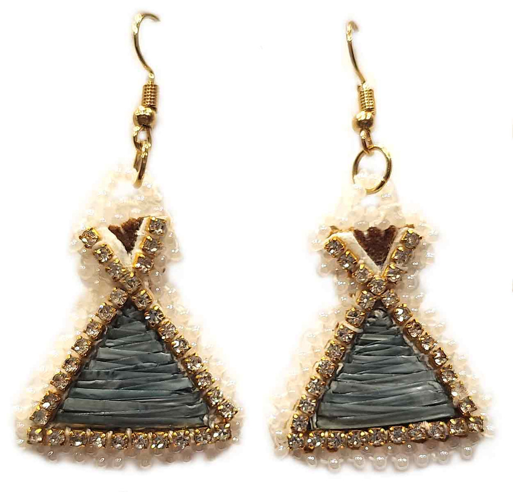 Native American Hand Quilled Earrings: Tipis