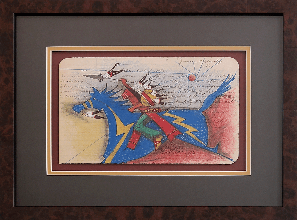 "Lakota Lightning," original ledger art by Native American artist, Donald Montileaux.