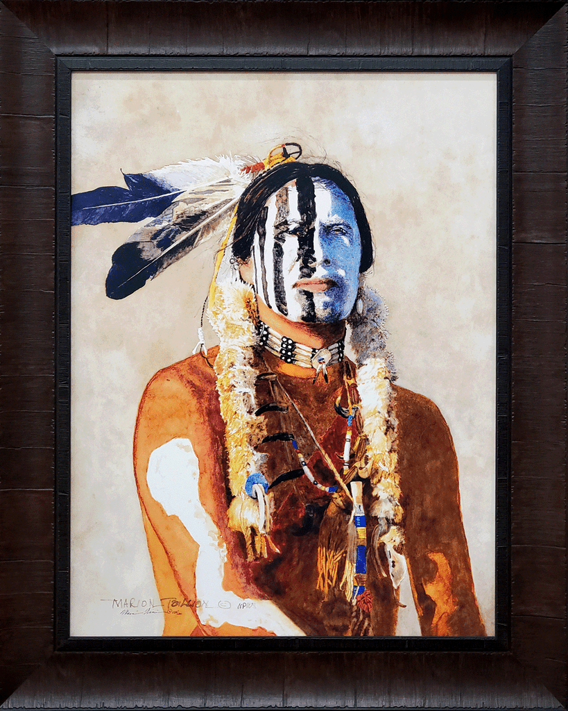 "Moses Brings Plenty," a portrait of a Lakota man by watercolorist, Marion Toillion.