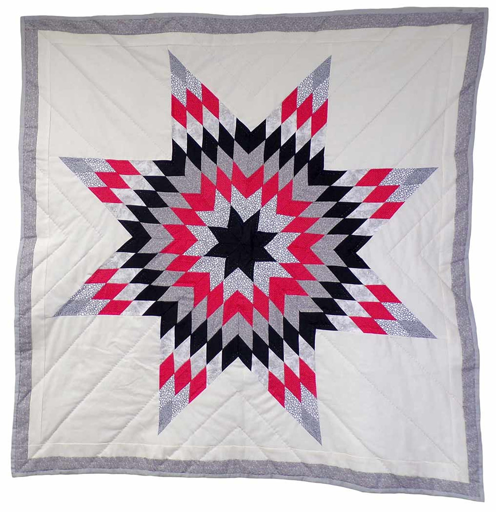 Native American Made Baby Size Star Quilt: Train Depot (49 x 49 inches)