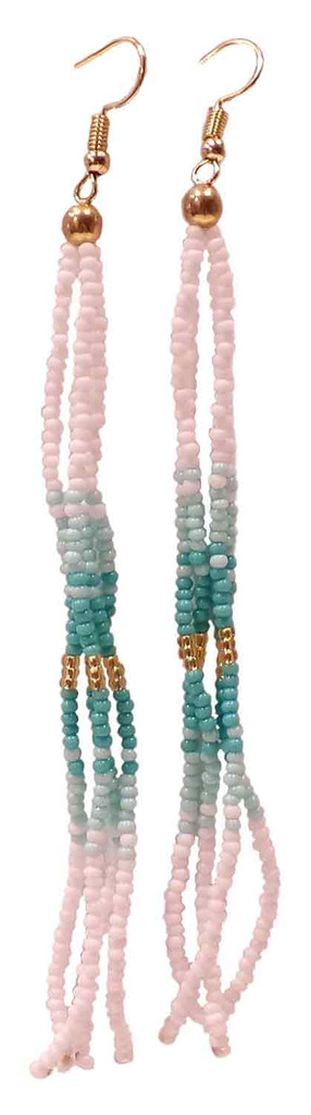 Native American Hand Made Beaded Earrings: Spring Rain Dangles