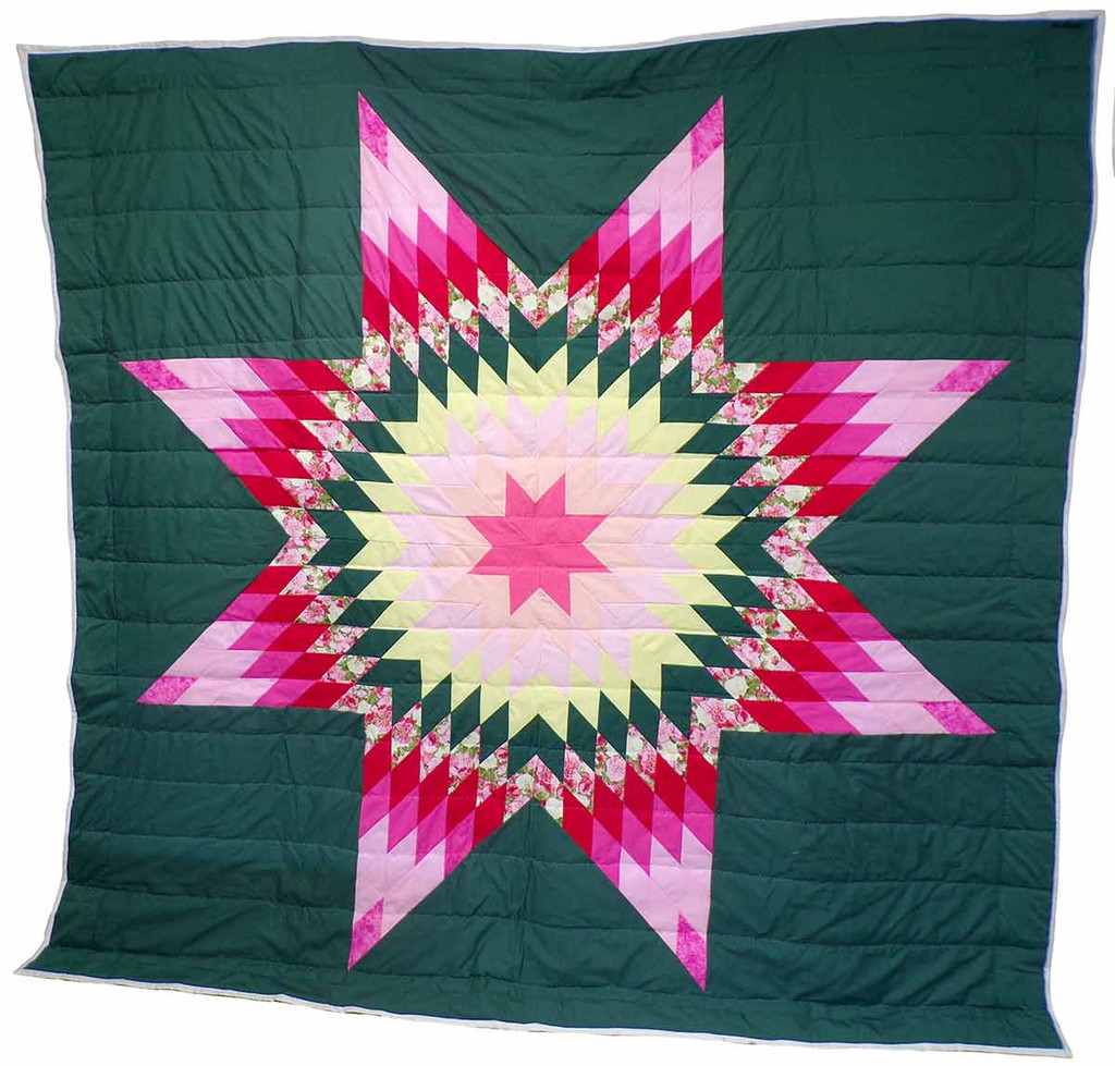 Native American Full Size Star Quilt: Secret Garden (83 x 85 inches)