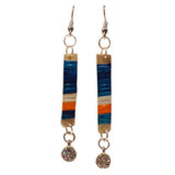Native American Hand Quilled Earrings: Bright Blue w/ Rhinestone Accents