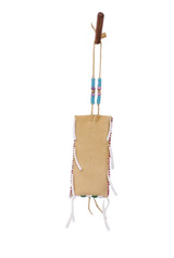 Native American Hand Made Arapahoe Style Neck Bag w Dentalium Shells - Back View 