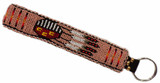 Native American Hand Beaded Extra Large Loop Keychain: Cheyenne Pink Shield