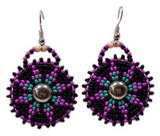 Native American Hand Beaded Earrings: Purple Blazing Stars