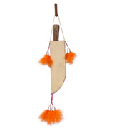 Native American Hand Beaded Sheath w Antique Knife: Dark Periwinkle & Amber Beads - Back View 