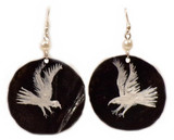 Native American Hand Painted Earrings: White Hawks
