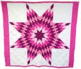 Native American Made Full Size Star Quilt: Pink Petals (71 x 80 inches)