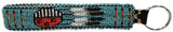 Native American Hand Beaded Loop Keychain: Turquoise Blue Shield