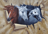 "3 Lakota Horses," acrylic on canvas by Lakota artist, Del Iron Cloud.