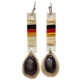 Native American Hand Quilled Earrings: White & Cowry Shells