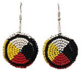 Native American Hand Beaded Earrings: 4 Color Rounds