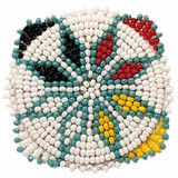 Native American Hand Beaded Lapel Pin: White w/ 4 Colors