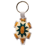 Native American Hand Beaded Turtle Keychain: Butterscotch
