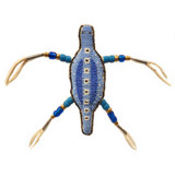 Native American Hand Made Small Lizard Amulet: Blue on Blue