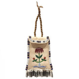 Native American Hand Made Strike-A-Lite Bag: White & Pink Floral