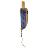 Native American Hand Beaded Knife Sheath: Periwinkle Buffalo Tracks