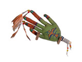 Native American Made Rawhide Hand Rattle: Thunderbird (Quilled & Beaded) 
