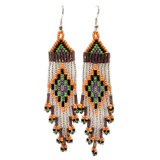 Native American Hand Beaded Earrings: Coral Combo Dangles  Native American Hand Beaded Earrings: Coral Combo Dangles